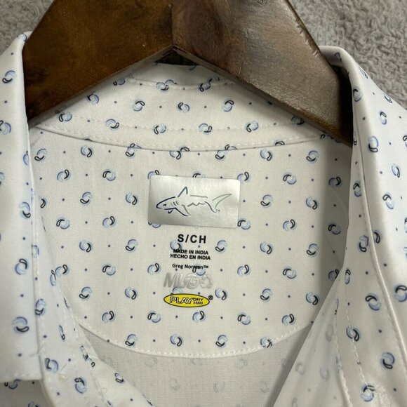 NEW Greg Norman Men's S White Patterned Polo Golf Shirt - Picture 6 of 9